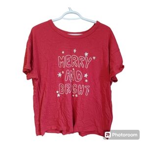 OLD NAVY 100% Cotton Red Holiday Graphic Tee Size XL